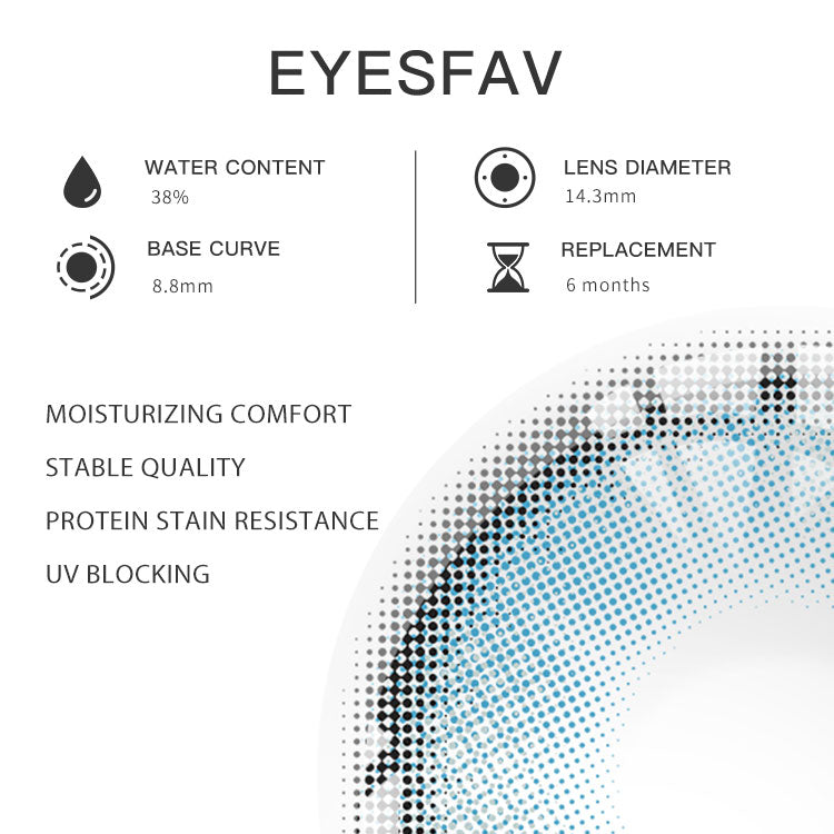 Eyesfav Topaz Blue Rarest Colored Contact Lenses Parameters